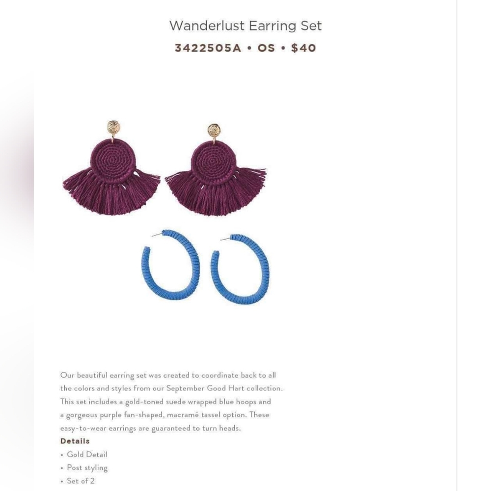Matilda Jane Wonderlust Earring Set NWT